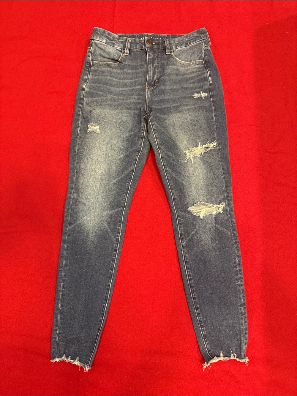 American Eagle Outfitters Distressed Skinny Jeans - Blue